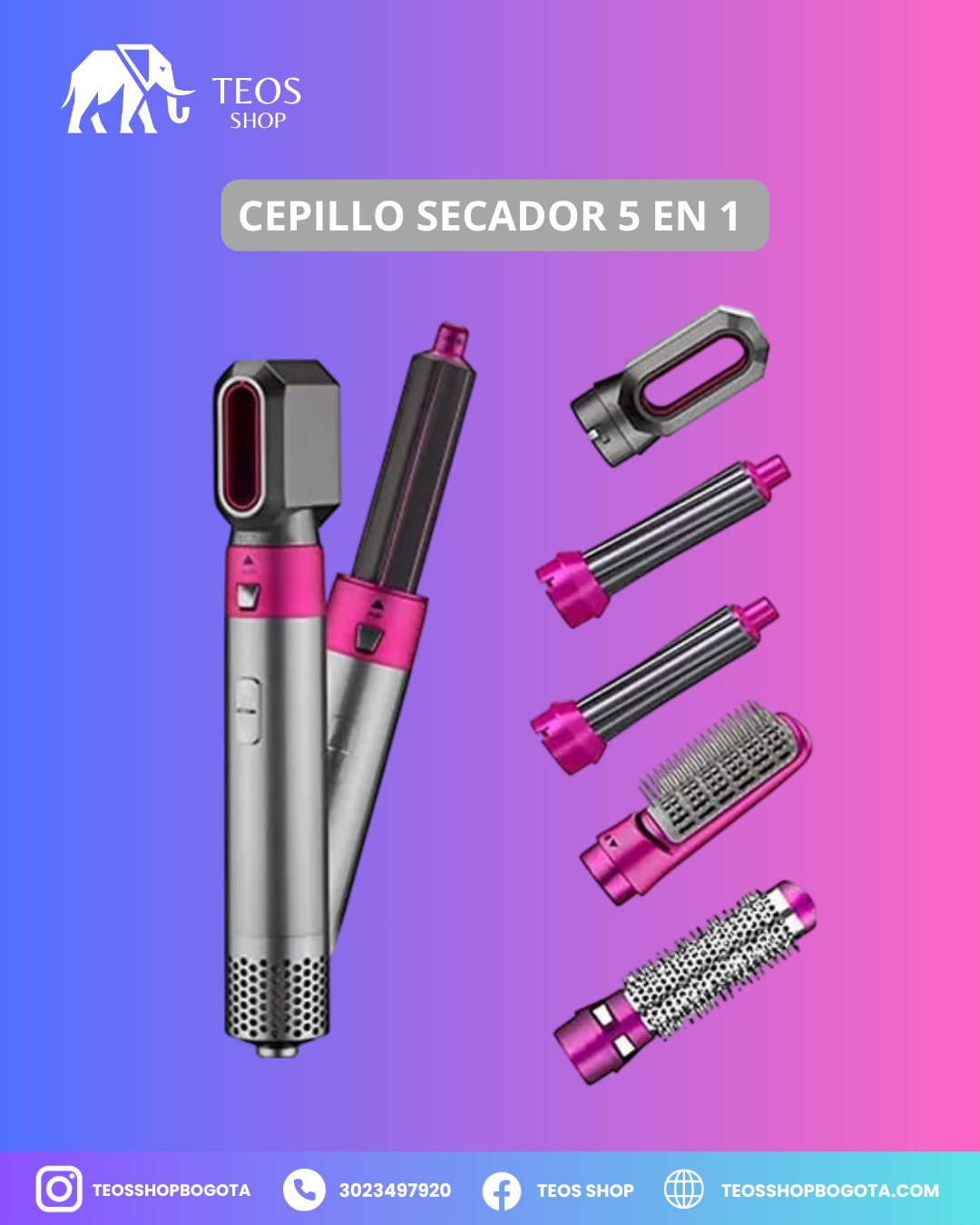 Cepillo secador de cabello 5 en 1