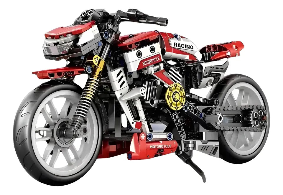 Motocicleta armable de 467 piezas a escala deportiva