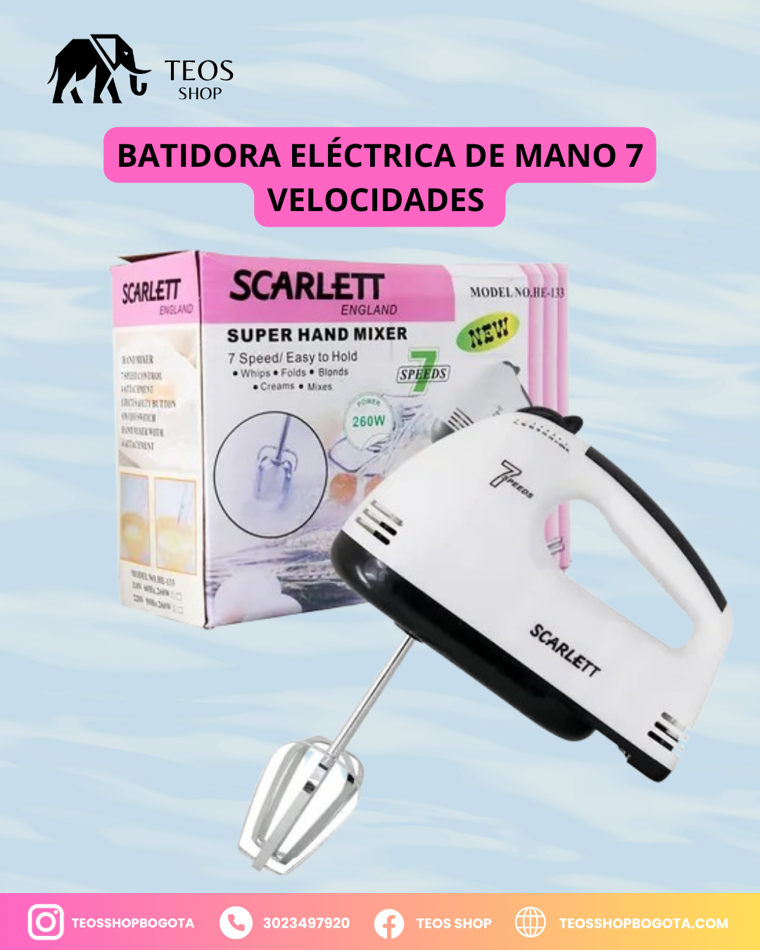 Batidora Eléctrica de Mano 7 Velocidades