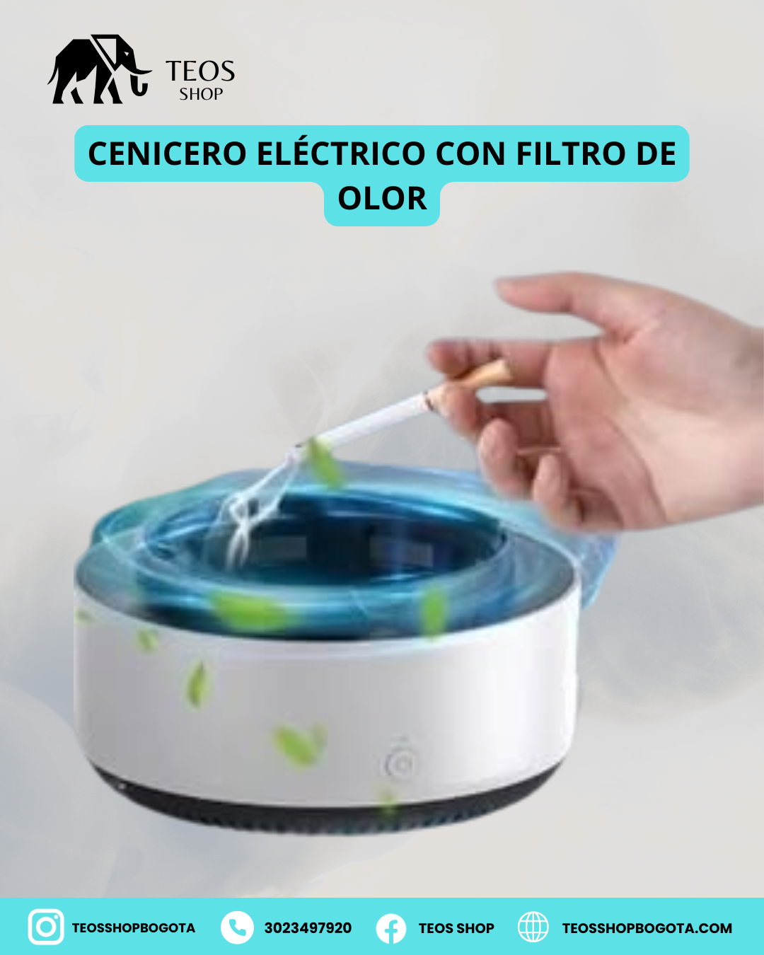 Cenicero eléctrico con filtro de olor