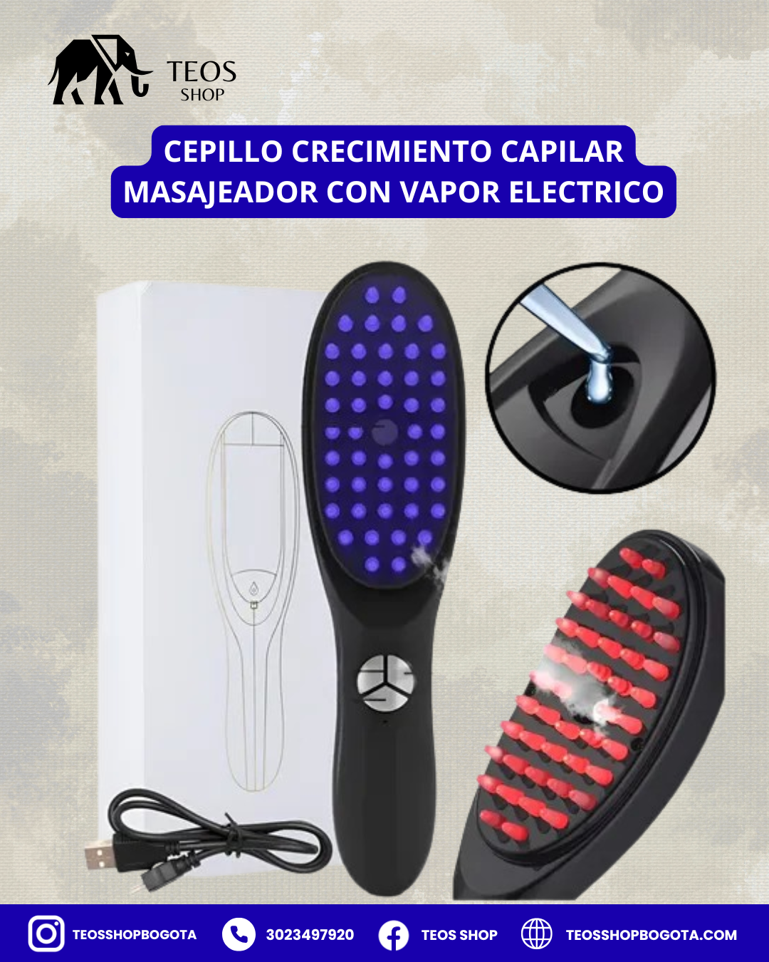 Cepillo Crecimiento Capilar Masajeador Con Vapor Electrico