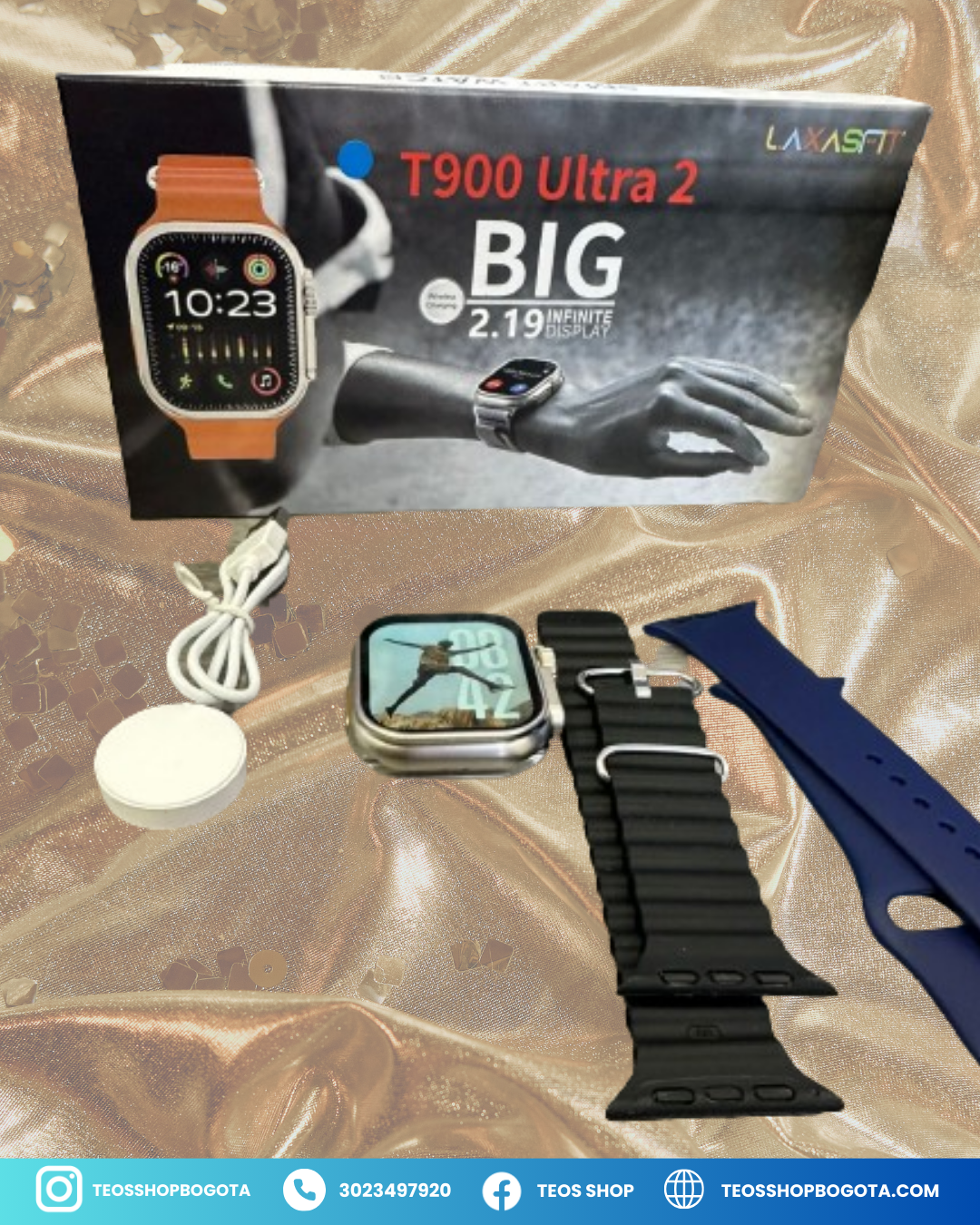 Combo Power Bank, Audífonos s2 y Smart Watch T900 ultra