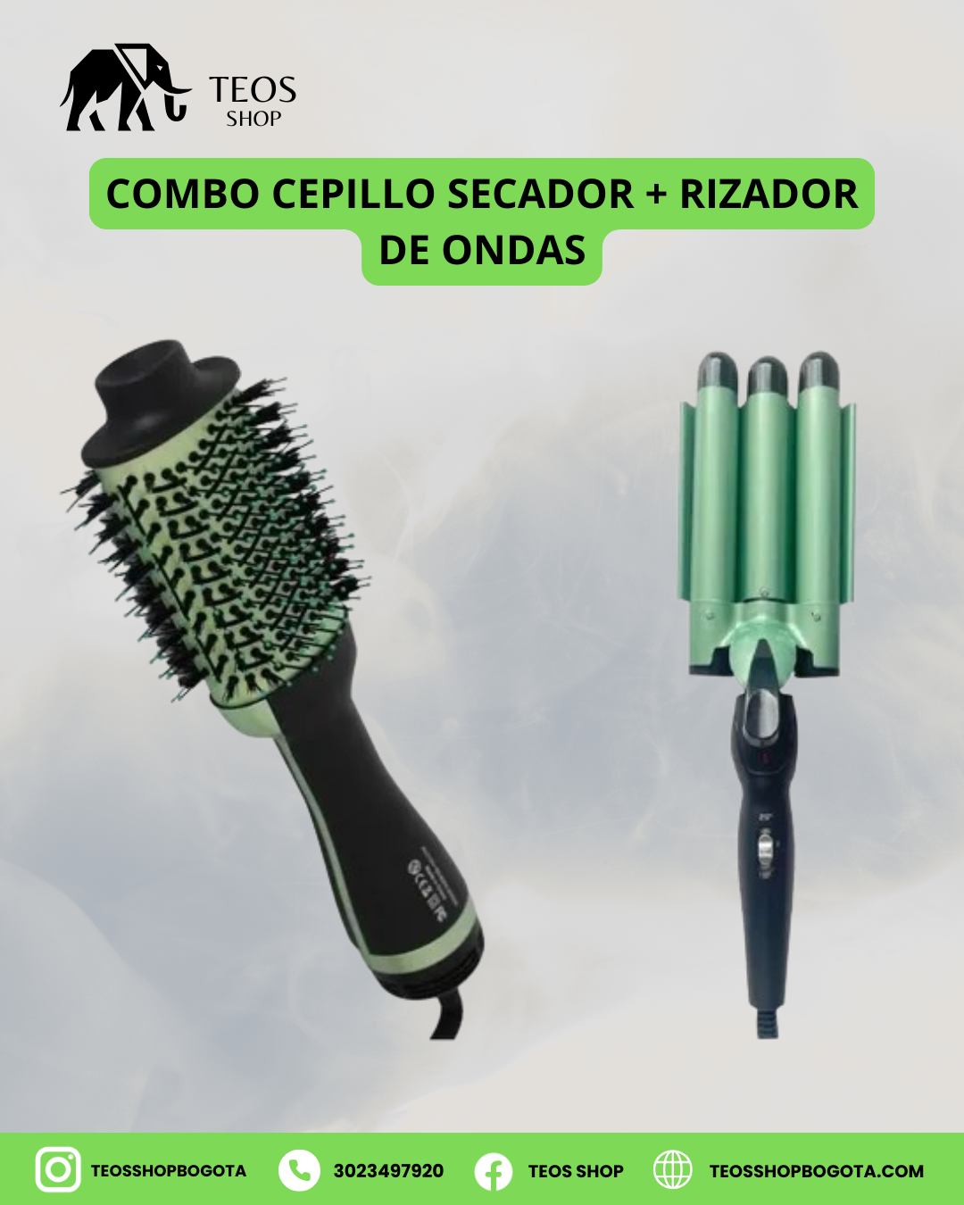 Combo cepillo secador + rizador de ondas