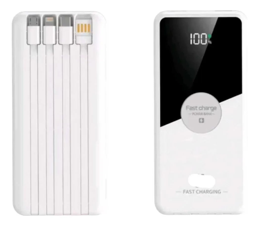 Power Bank 10000 MAH con Cables Integrados