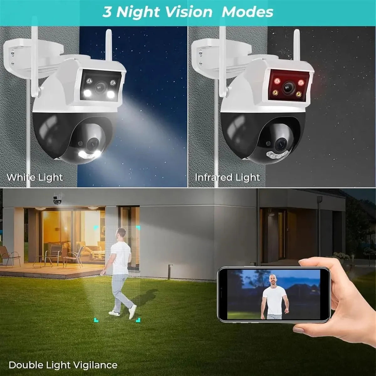 Cámara de seguridad Doble Lente Vista 360° Domo 1080p Hd