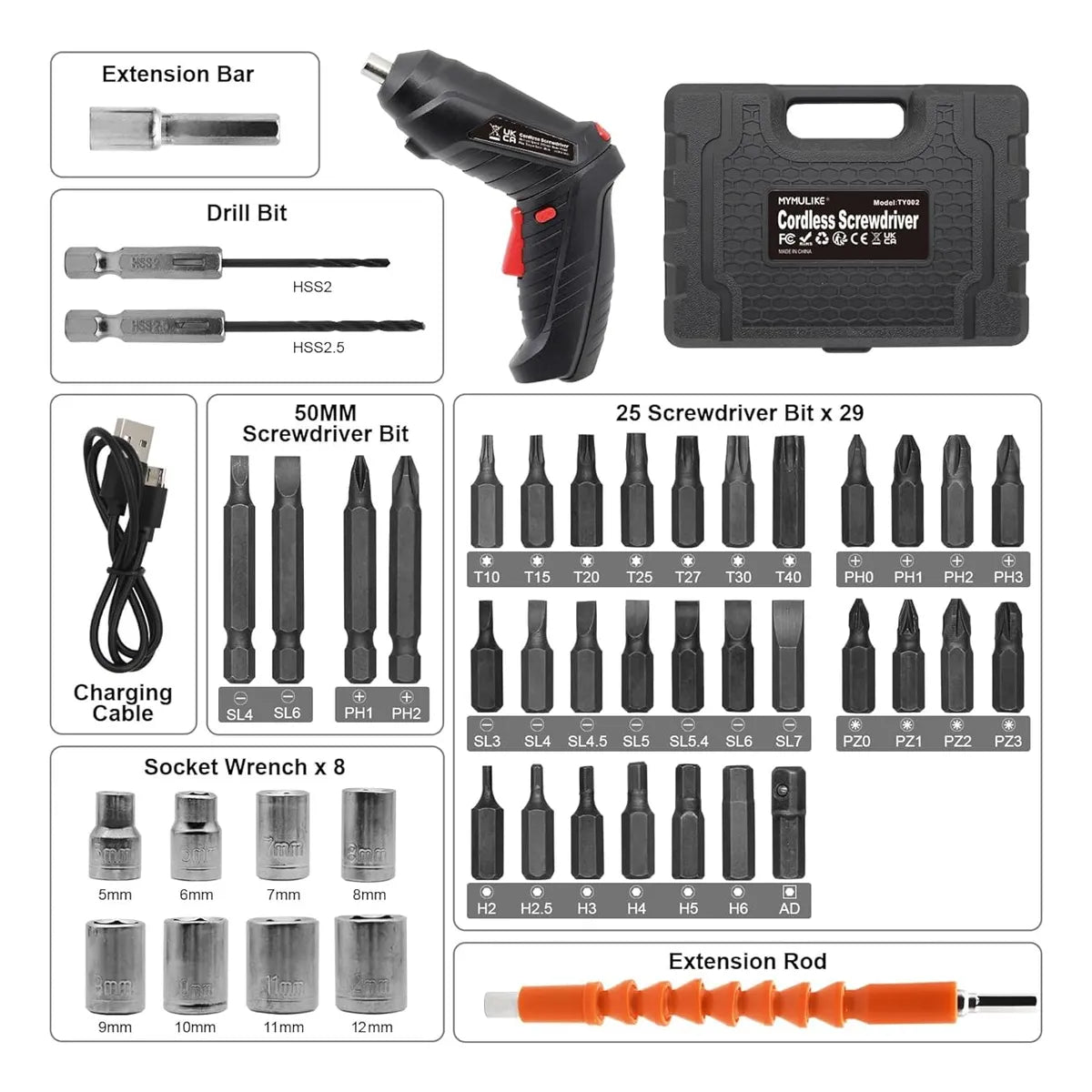 Destornillador Electrico Inalambrico Set 47 piezas