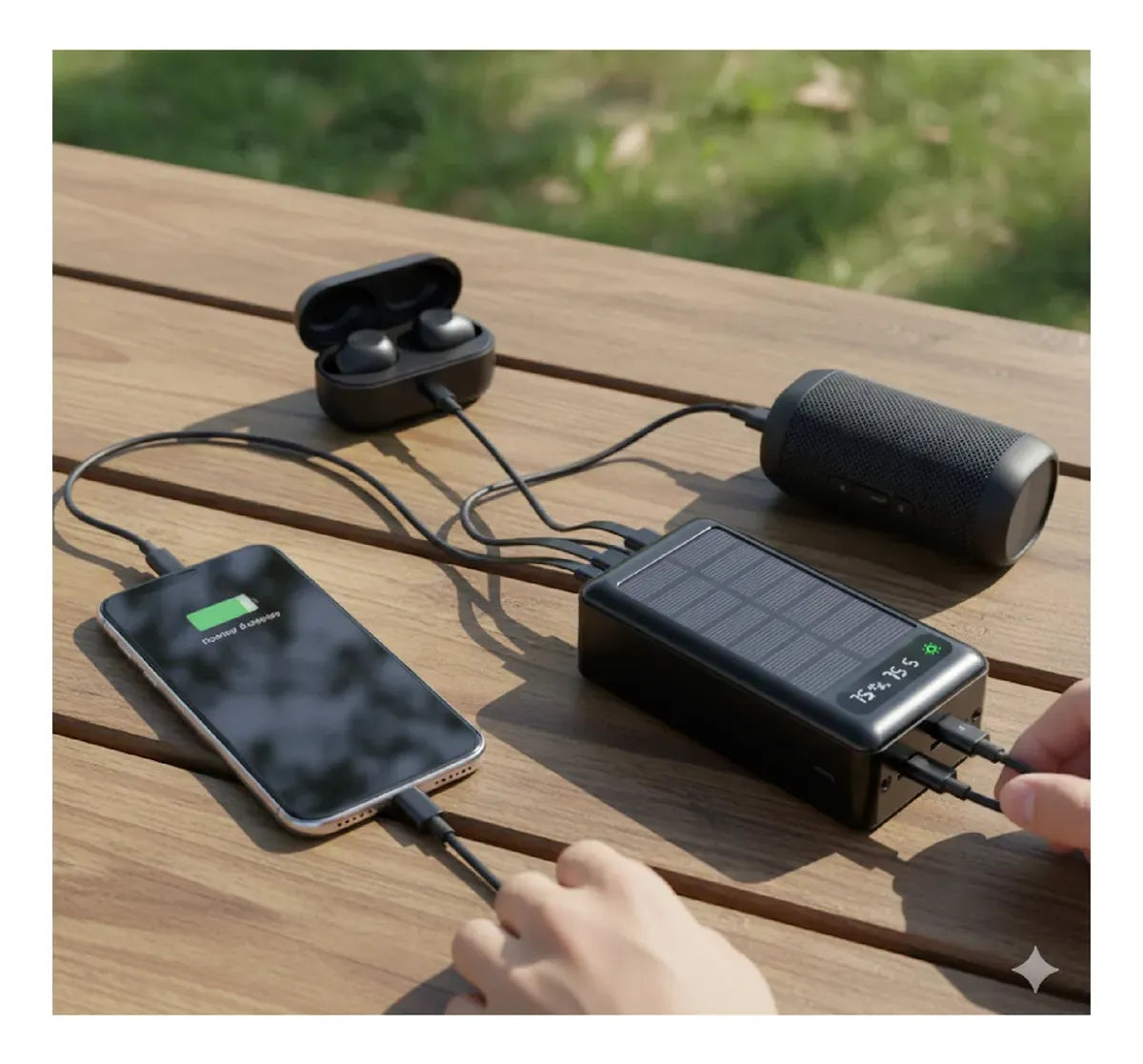 Power Bank Solar 10000 MAH con Cables Integrados