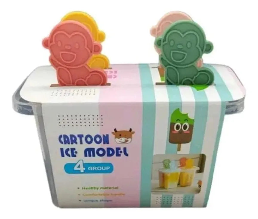 Molde para paletas con tapa y palitos en forma de monitos