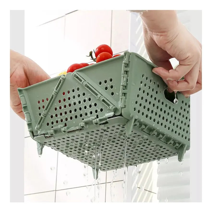 Cesta Coladora de Plástico Plegable con Soporte