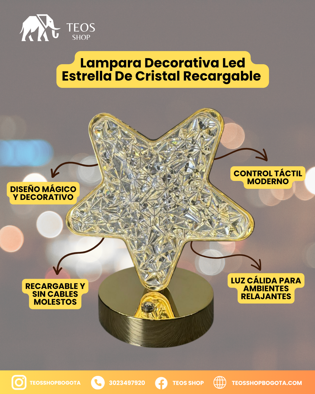 Lampara de mesa estrella
