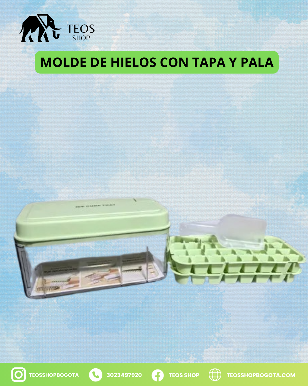Molde de hielos con tapa y pala