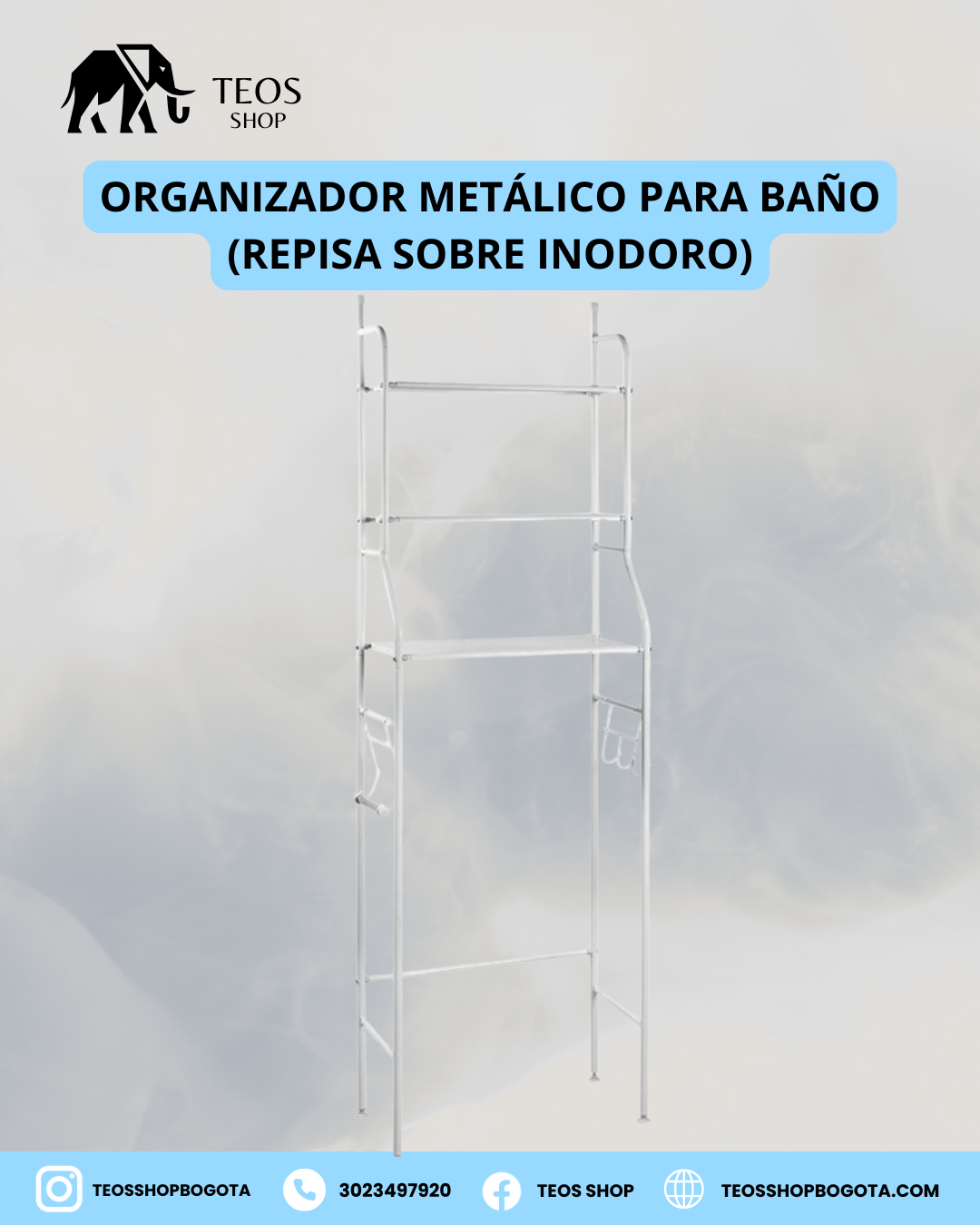 Organizador metálico para baño (repisa sobre inodoro)