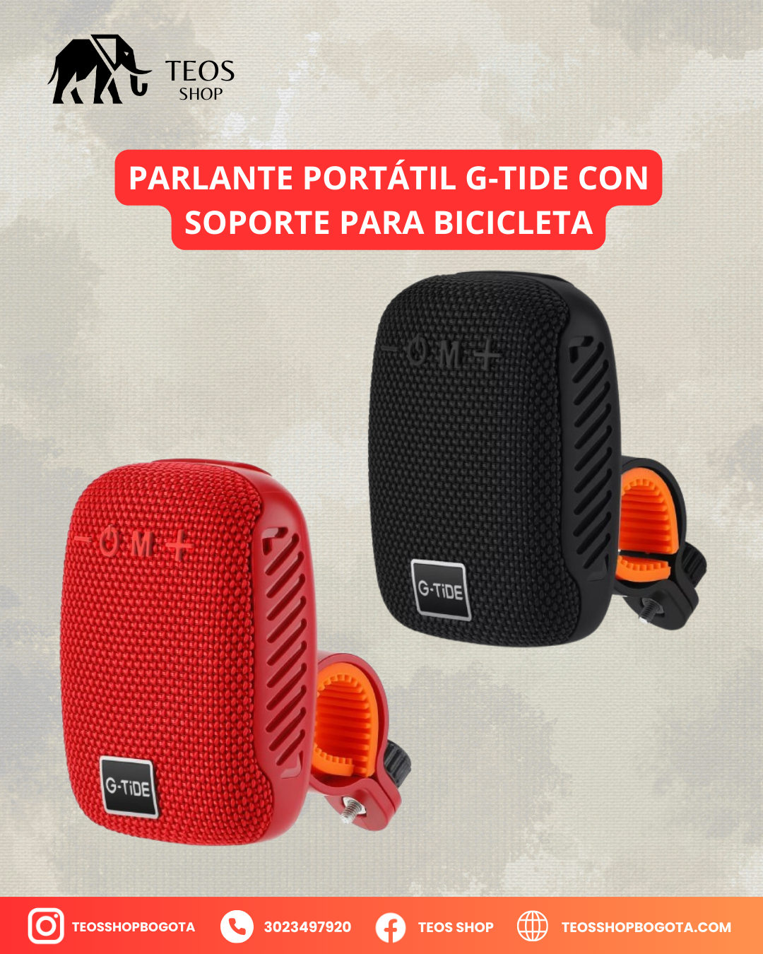 Parlante portátil G-Tide con soporte para bicicleta