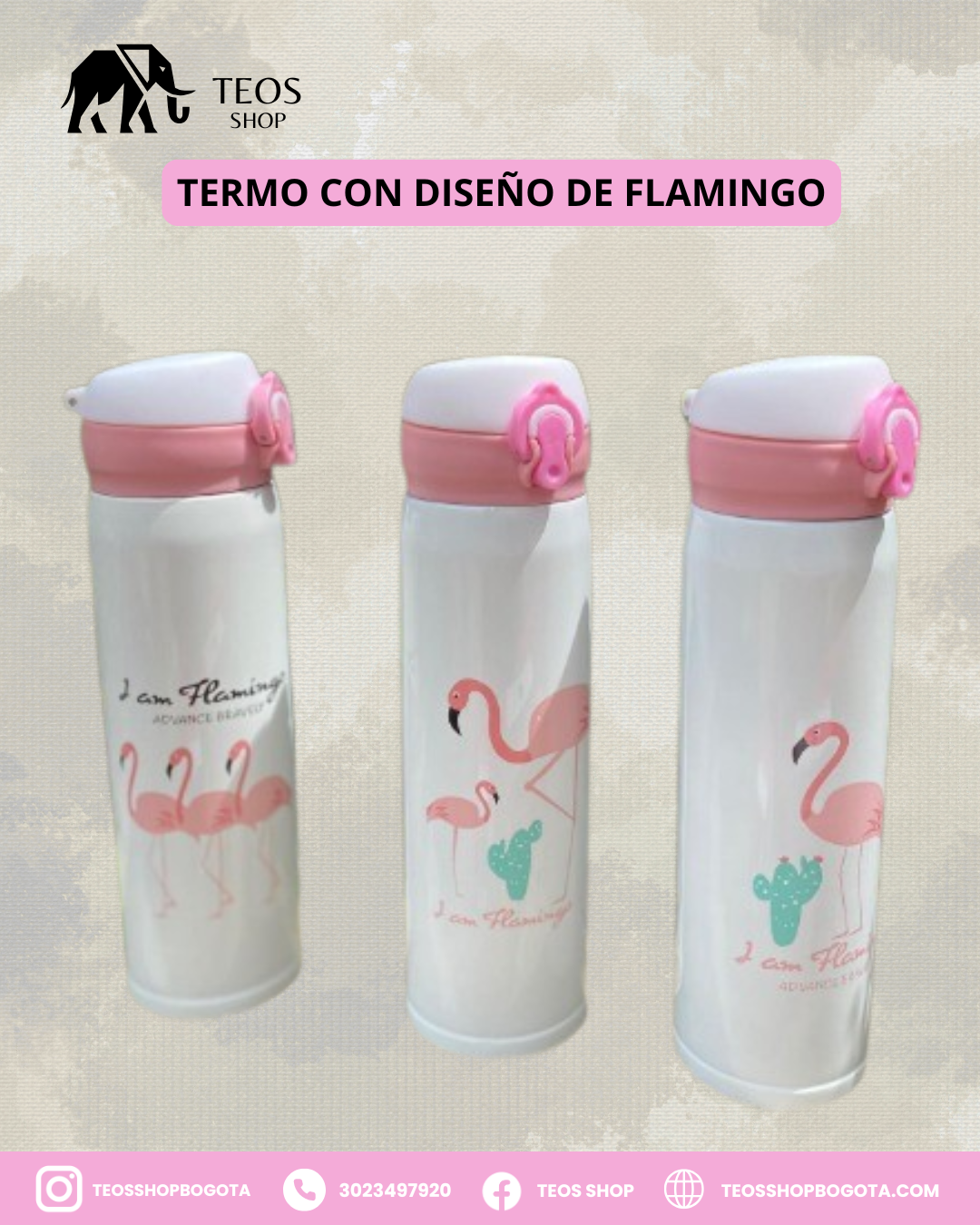 Termo con diseño de flamingo