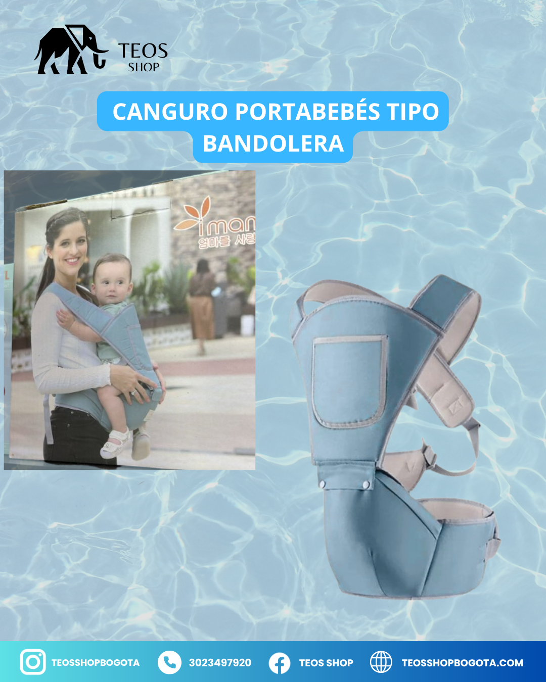 Canguro portabebés tipo bandolera