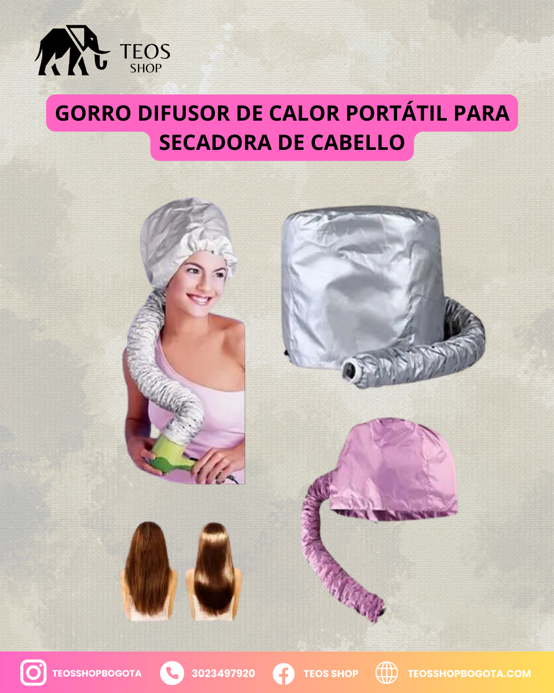 Gorro difusor de calor portátil para secadora de cabello