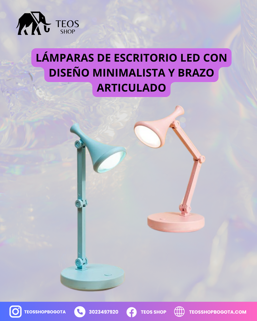 Lámpara de escritorio LED con diseño minimalista y brazo articulado