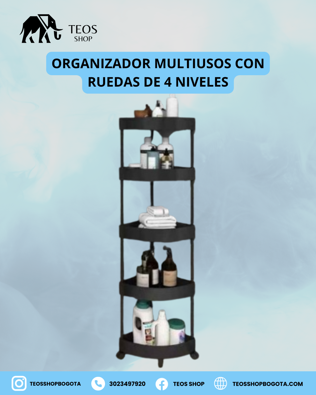 Organizador multiusos con ruedas de 4 niveles