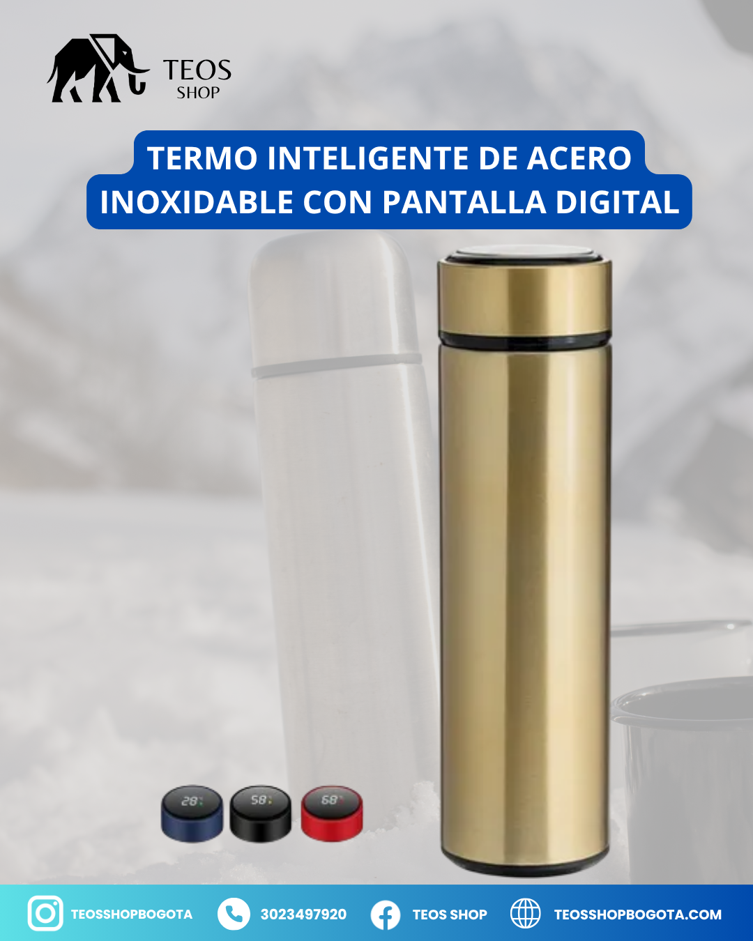 Termo inteligente de acero inoxidable con pantalla digital