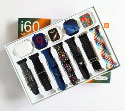 Combo 2 Smartwatch i60 + Audífonos Set 12 en 1