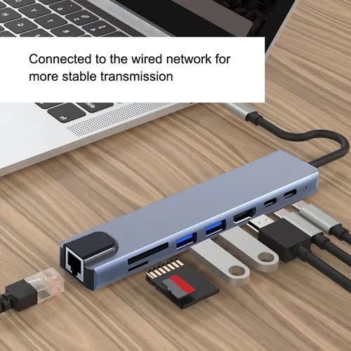 Convertidor tipo c hub 8 en 1 adaptador usb