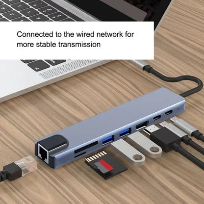 Convertidor tipo c hub 8 en 1 adaptador usb