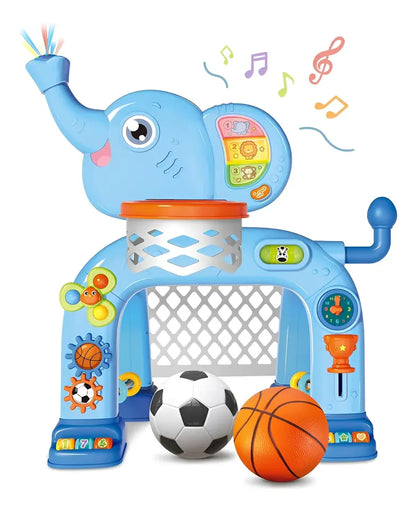 Cancha de basket con forma de elefante para niños