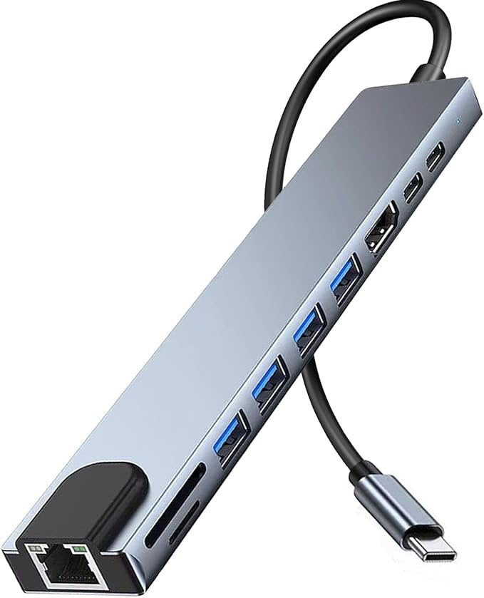 Convertidor tipo c hub 8 en 1 adaptador usb