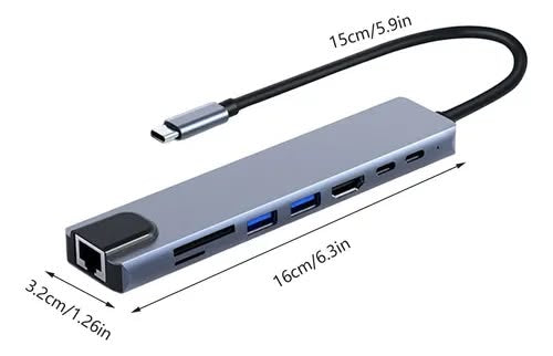 Convertidor tipo c hub 8 en 1 adaptador usb