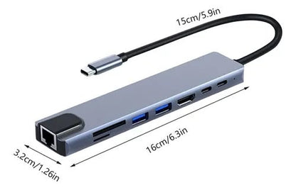 Convertidor tipo c hub 8 en 1 adaptador usb