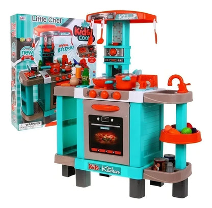 Cocina verde con tetera