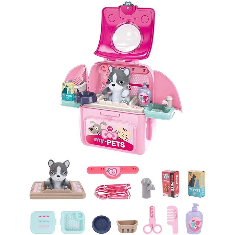Juguete maleta con mascota y accesorios