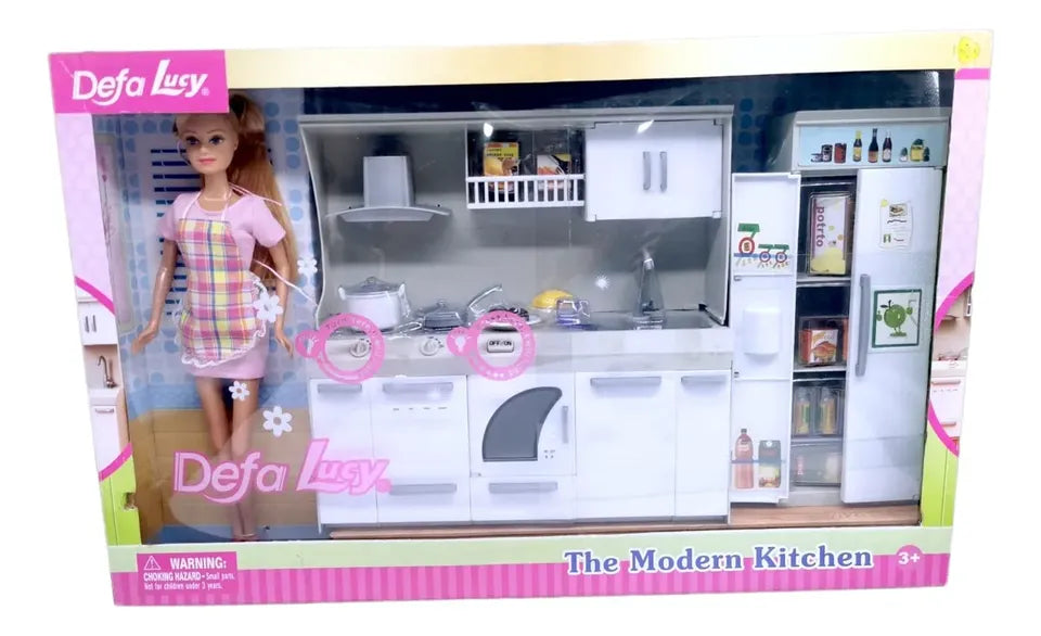 Muñeca con cocina luz, sonido