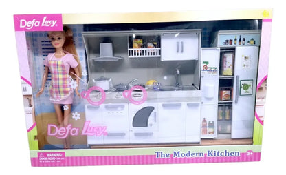 Muñeca con cocina luz, sonido