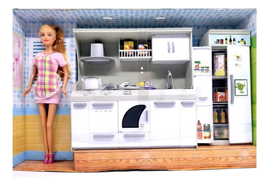 Muñeca con cocina luz, sonido
