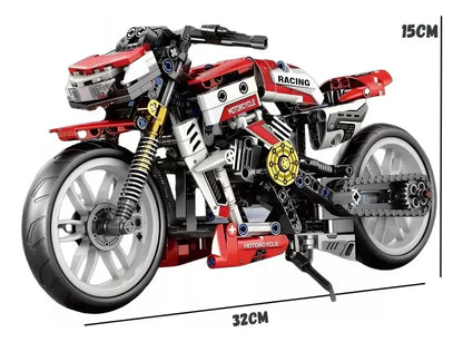 Motocicleta armable de 467 piezas a escala deportiva