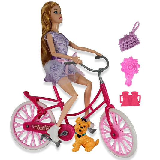 Muñeca con bicicleta y accesorios