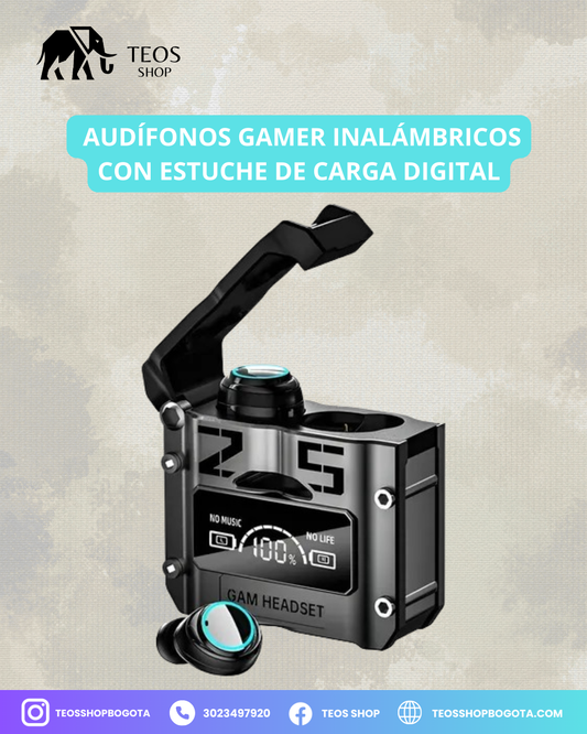 Audífonos Gamer Inalámbricos con Estuche de Carga Digital