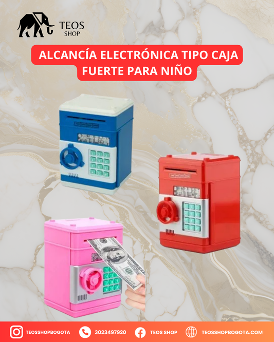Alcancía electrónica tipo caja fuerte para niño