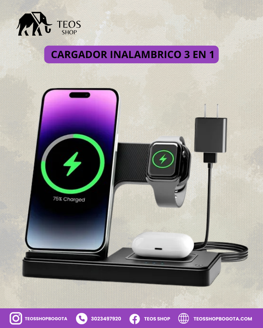 Cargador inalámbrico 3 en 1