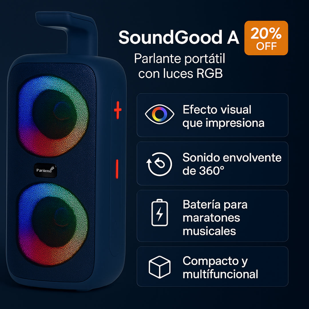 SoundGood A85 | Parlante portátil con luces RGB