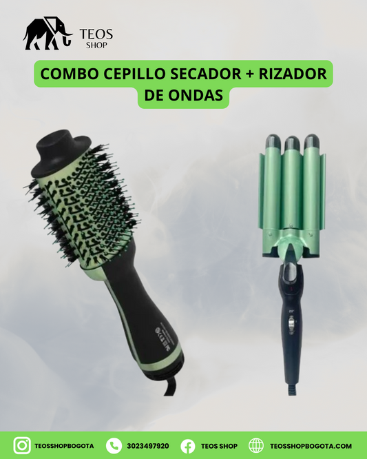 Combo cepillo secador + rizador de ondas