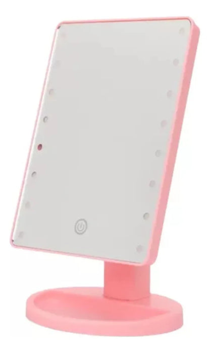 Espejo de maquillaje con luz LED y base ajustable