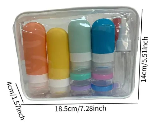 Kit de botellas y envases de viaje con accesorios completos