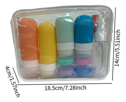 Kit de botellas y envases de viaje con accesorios completos