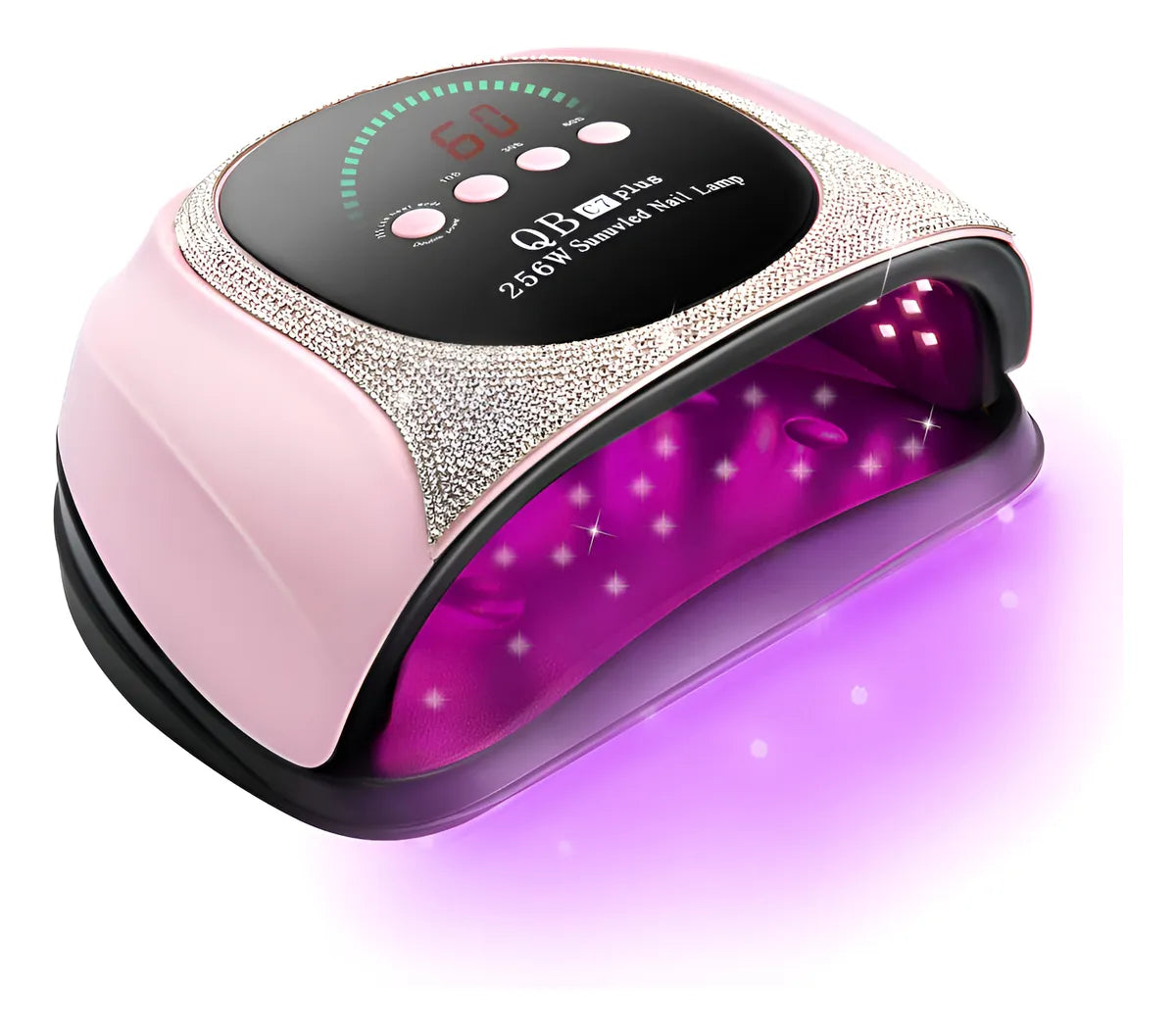 Lampara de uñas fucsia con brillos