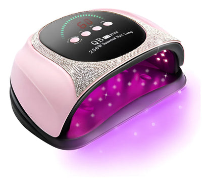 Lampara de uñas fucsia con brillos