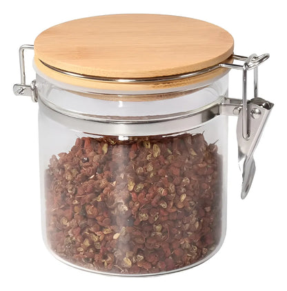 Frasco Hermético de Vidrio con Tapa de Bambú D10