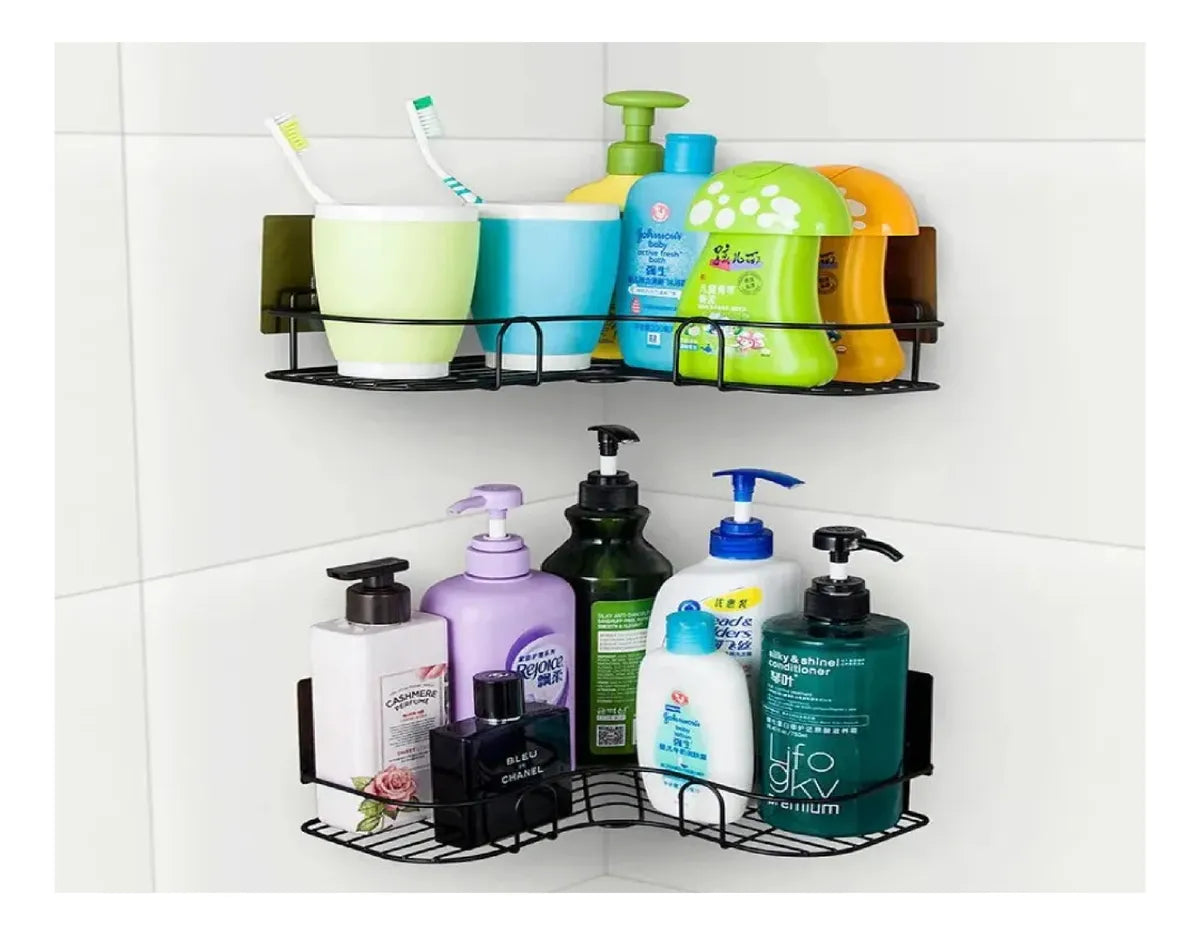 Estante esquinero metálico de baño
