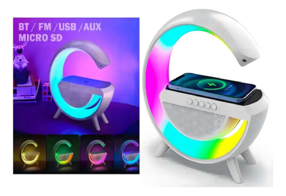 Lámpara LED multifuncional con bocina Bluetooth y cargador inalámbrico